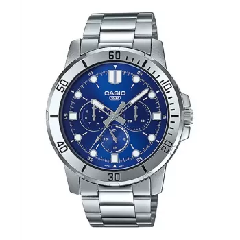 CASIO MTPVD300D2EUD Vyriškas analoginis kvarcinis laikrodis 45mm nerūdijančio plieno mėlynas ciferblatas