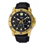 Vyriškas analoginis kvarcinis laikrodis CASIO MTPVD300GL1EU 45 mm auksinio atspalvio nerūdijantis plienas juoda oda