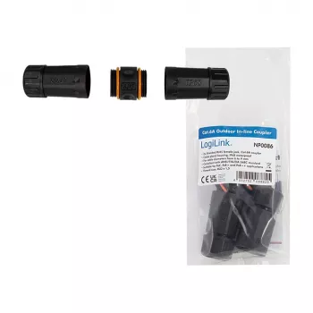 CAT6a lauko mova IP68 RJ45 moteris į moterį ekranuota Ethernet jungtis