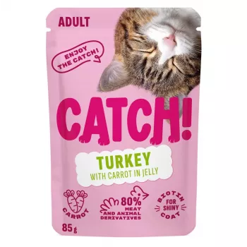 CATCH Turkija ir morka želė šlapias kačių maistas, 85 g pakelis
