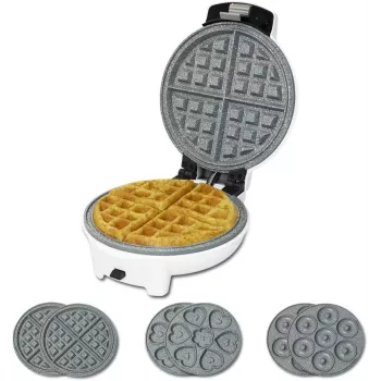 Cecotec Fun Gofrestone 3in1 vaflinė | 700 W | 3 keičiamos plokštės vafliams, bandelėms, spurgoms | nelipni Gofrestone danga | balta
