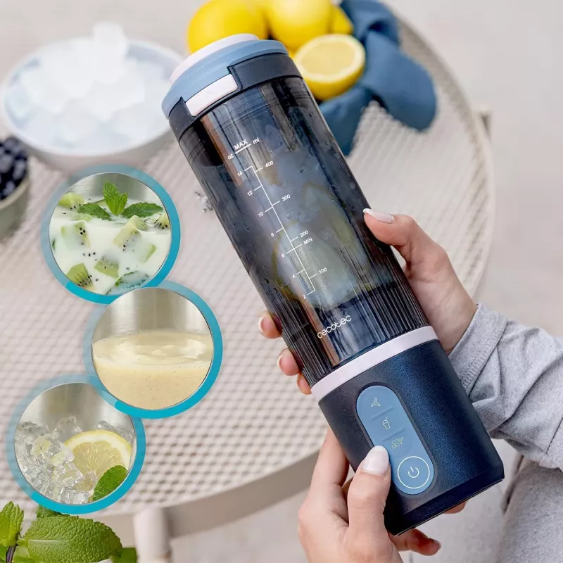 Cecotec Power Titanium Shake2Go nešiojamasis blenderis, 180 W, BPA-Free indas, 0,6 L, Lagoon