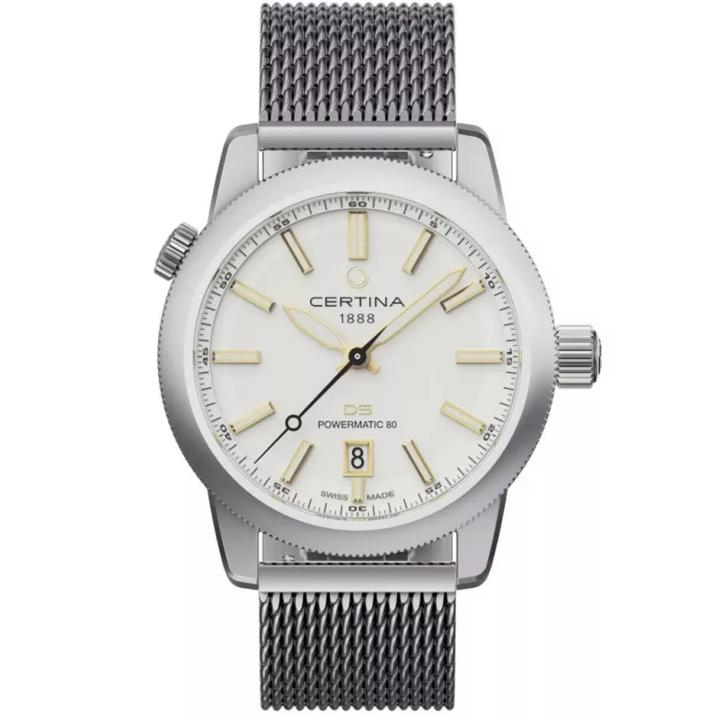 CERTINA DS Action Diver vyriškas automatinis laikrodis 43mm sidabrinis ciferblatas pilkas NATO dirželis C041407190310