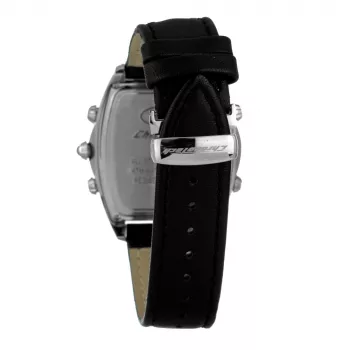 CHRONOTECH MAN CT7677M-02 Analoginis kvarcinis laikrodis 45mm juodas ciferblatas odinis dirželis