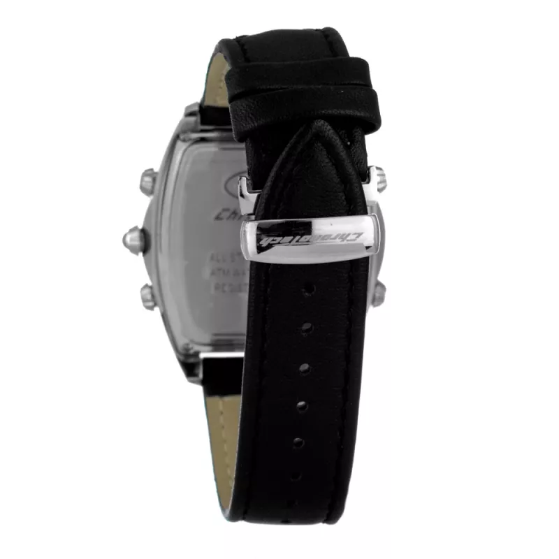 CHRONOTECH MAN CT7677M-02 analoginis kvarcinis laikrodis 45 mm juodas ciferblatas odinė apyrankė