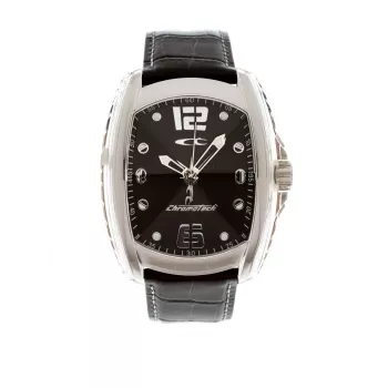 CHRONOTECH Vyriškas analoginis kvarcinis laikrodis RW0007 40mm nerūdijančio plieno korpusas juodas ciferblatas odinis dirželis