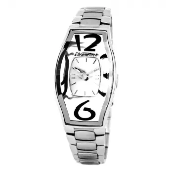 CHRONOTECH Woman CT7932L-52M Kvarcinis analoginis laikrodis 28 mm nerūdijančio plieno tinklinė apyrankė sidabrinė