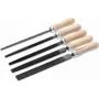 CIMCO 206806 5 dalių precizinių dildžių rinkinys su ergonomiškomis dviem medžiagomis dengtomis rankenomis, 200 mm ašmenys, bastardinė įpjova, susukamame dėkle