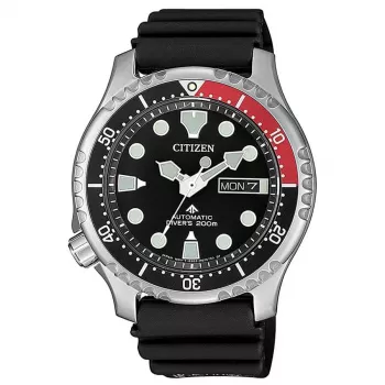 CITIZEN Vyriškas Automatinis Nardymo Laikrodis NY0085-19E 42mm Juodas Ciferblatas Juodas Guminis Dirželis