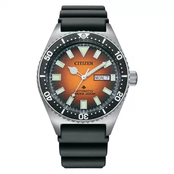 CITIZEN Vyriškas automatinis laikrodis NY0120-01Z 41mm Oranžinis ciferblatas Poliuretano dirželis