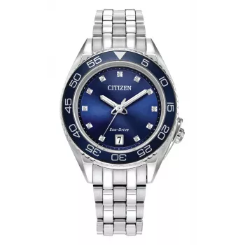 CITIZEN Moteriškas Eco-Drive laikrodis FE6160-57L 35,4 mm mėlynu ciferblatu