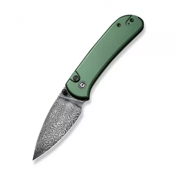 CIVIVI Qubit Damascus Aluminum Green Folding Knife | Kur.lt