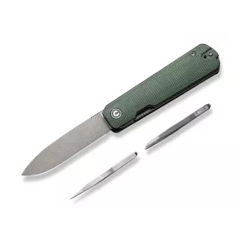 CIVIVI Sendy sulankstomas peilis, Micarta Green, Drop Point, Sandvik 14C28N