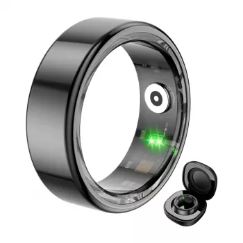 COLMI R02 išmanusis žiedas, dydis 12, 21,3 mm, juodas su įkrovimo dėklu
