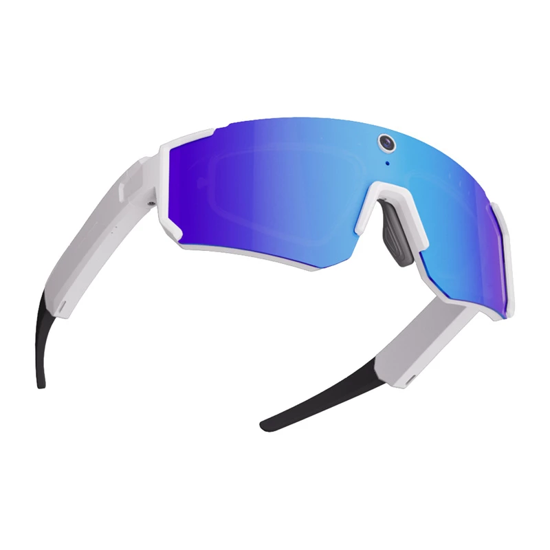 COLMI V06 AI White Sports Sunglasses su mėlynais lęšiais