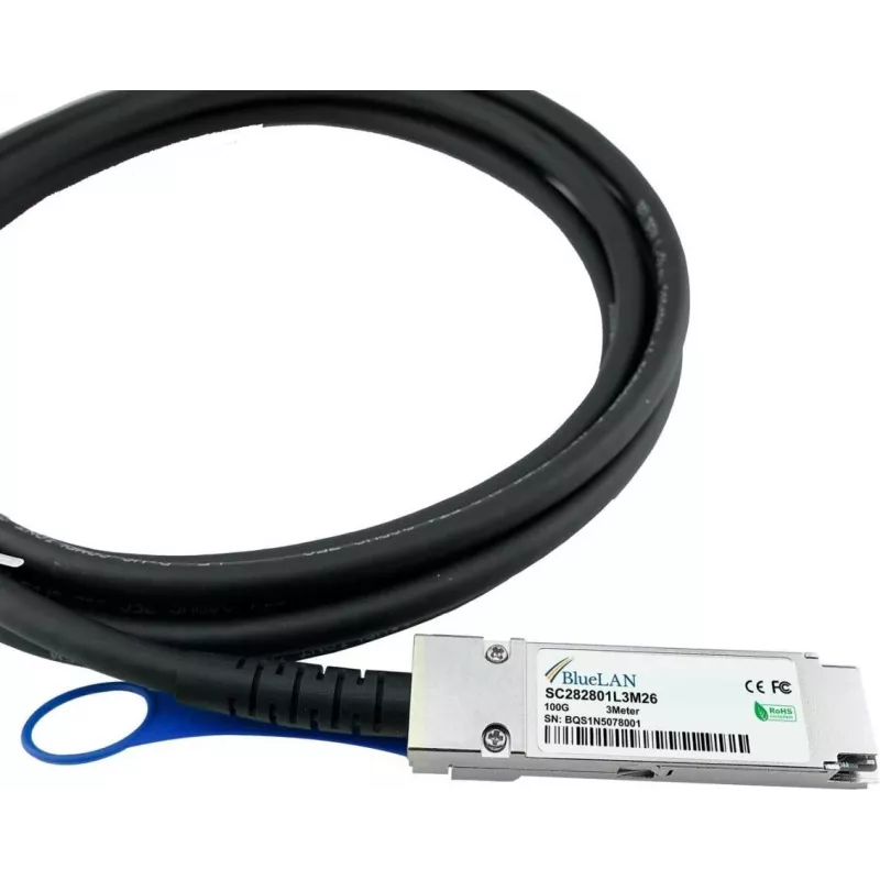 BlueLAN SC282801L2M30 QSFP28 tiesioginio prijungimo kabelis, 100GBASE-CR4, InfiniBand EDR, 30AWG, 2 m (ASQX-BL), suderinamas su Lenovo