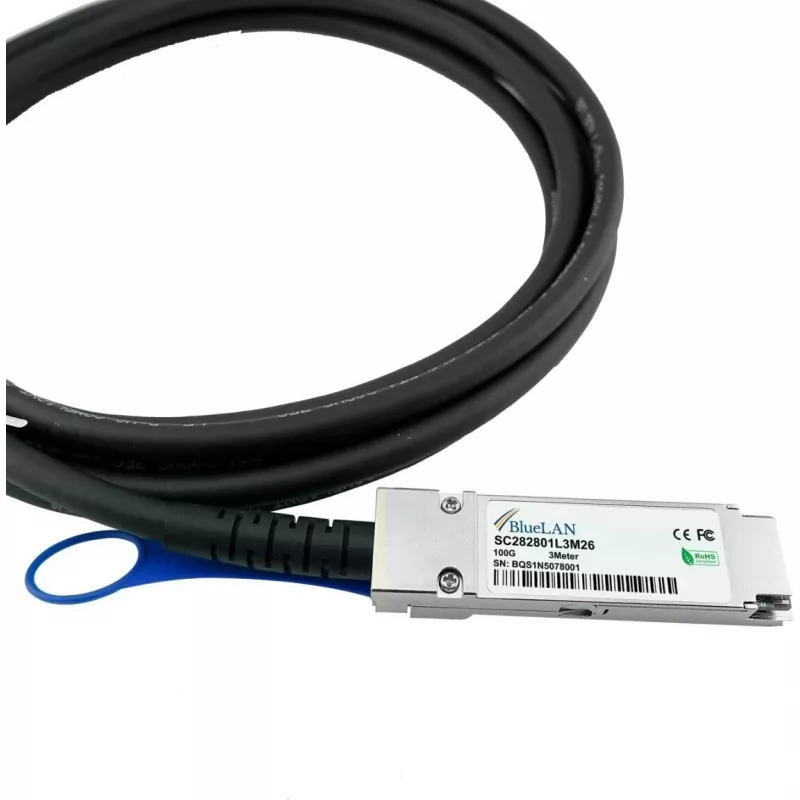 BlueLAN SC282801L2M30 QSFP28 tiesioginio prijungimo kabelis, 100GBASE-CR4, InfiniBand EDR, 30AWG, 2 m (ASQX-BL), suderinamas su Lenovo
