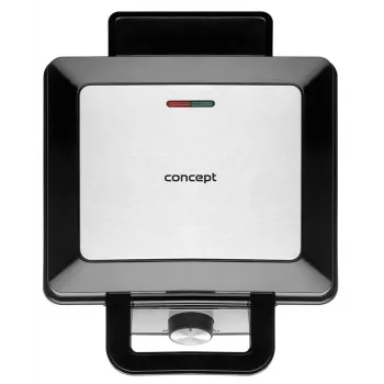 CONCEPT VF3060 Gofruotuvė 1400 W, 2 kvadratiniai vafliai, nuimamos nelimpančios plokštės, reguliuojamas termostatas, juoda/nerūdijančio plieno