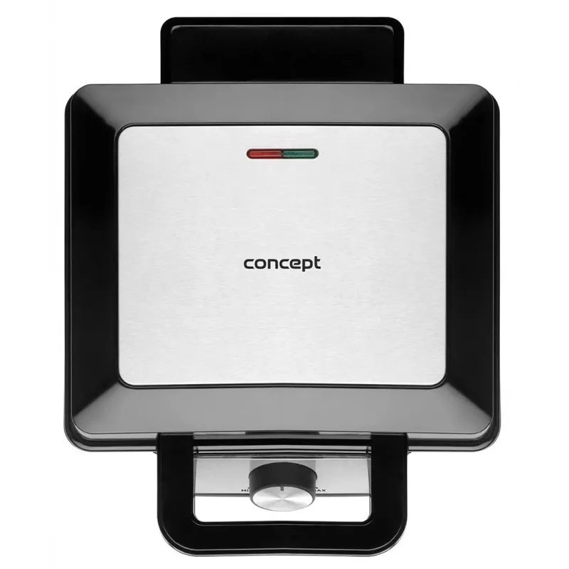 CONCEPT VF3060 Gofruotuvė 1400 W, 2 kvadratiniai vafliai, nuimamos nelimpančios plokštės, reguliuojamas termostatas, juoda/nerūdijančio plieno