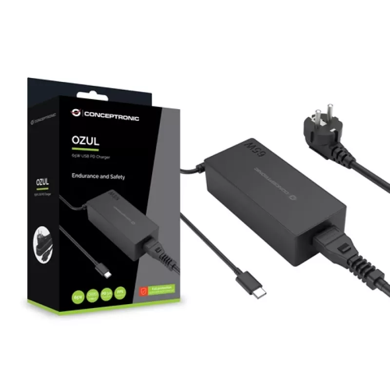 CONCEPTRONIC 65W GaN USB-C įkroviklis, 1 prievadas, PD3.0/PPS, juodas