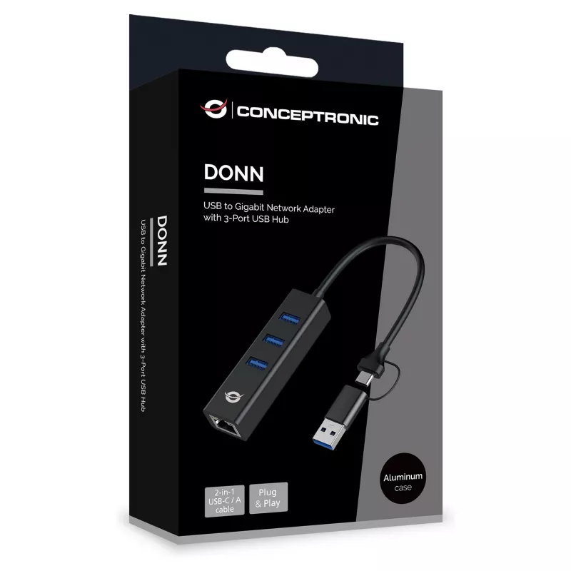 Conceptronic DONN07BA USB 3.0 Hub – 3 x SuperSpeed USB 3.0