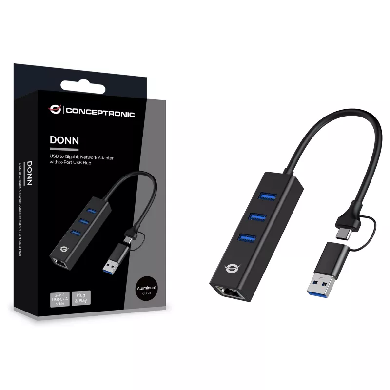 Conceptronic DONN07BA USB 3.0 Hub – 3 x SuperSpeed USB 3.0