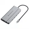 Conceptronic DONN34G 10-in-1 USB 3.2 Gen 2 MST dokavimo stotis, 4K60Hz HDMI, 8K30Hz DisplayPort, GbE, USB-C 10Gbps x 3, USB-A 480Mbps x 2, Audio, 100W USB PD
