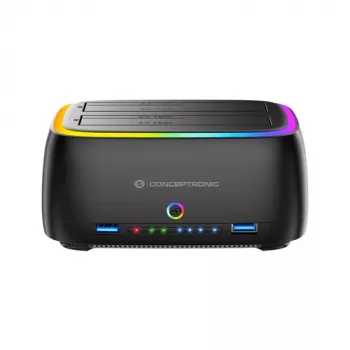 Conceptronic DONN36B 2 vietų SATA HDD/SSD dokų stotelė, USB 3.0, 2x USB-A, juoda