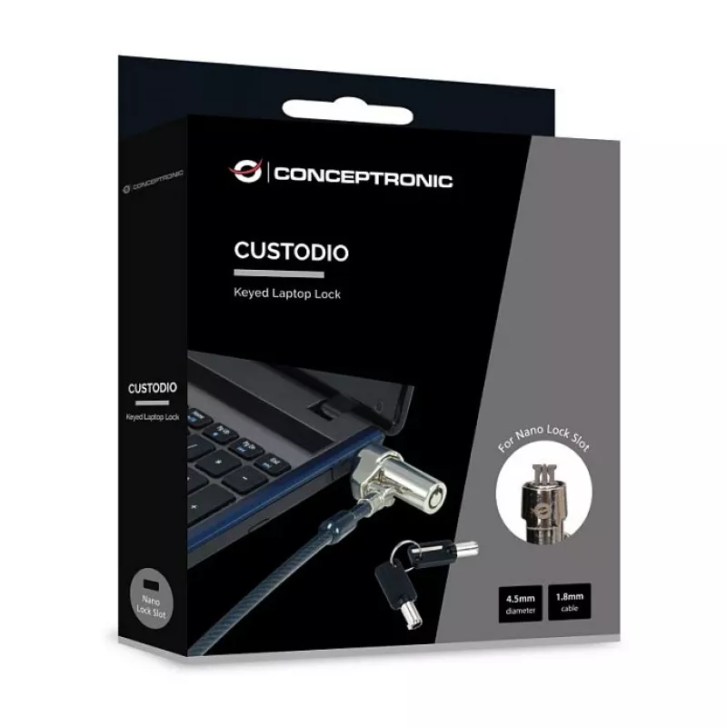Conceptronic NBT nešiojamojo kompiuterio kombinacinis užraktas Nano Security Slot 1,8 m