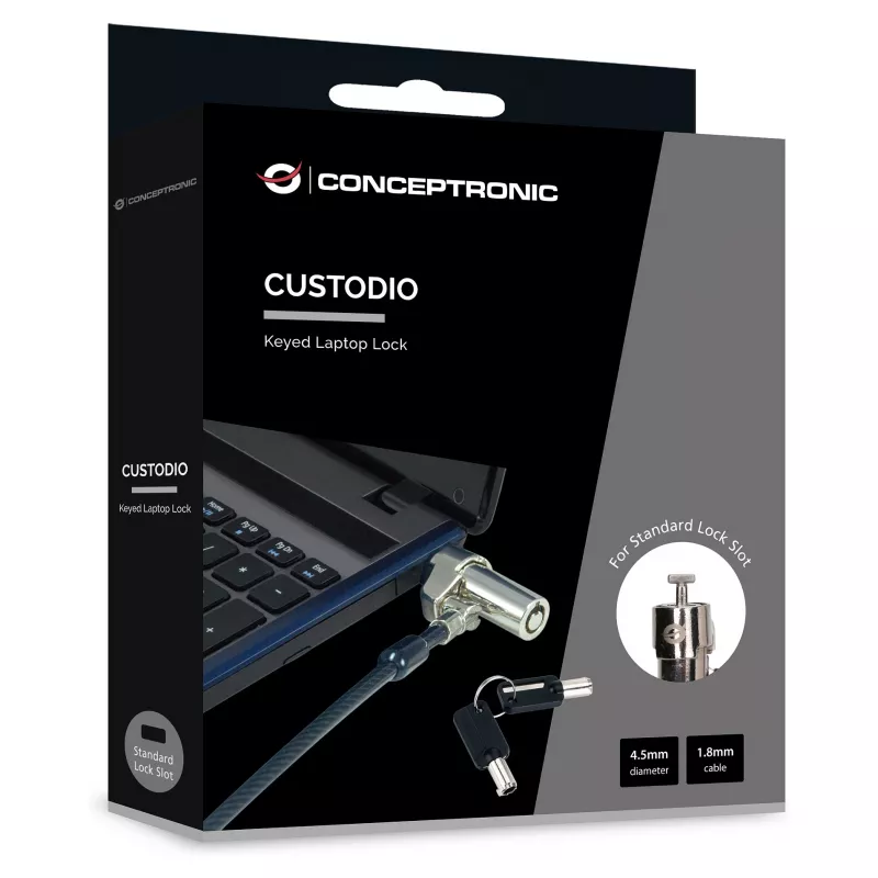 Conceptronic NBT Notebook Key Lock Standard 1.80m nešiojamojo kompiuterio užraktas su raktu