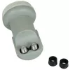 CORAB C120TWN Twin LNB keitiklis – 2 išėjimai, 40 mm feedhorn, žemas triukšmas 0,1 dB, atsparus orams F-Type