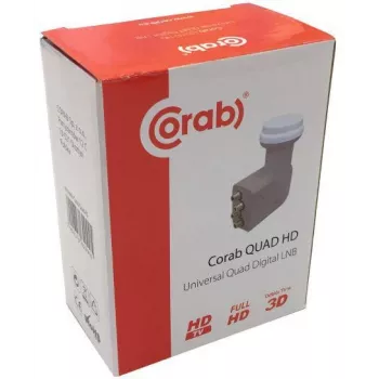 CORAB Universal Quad LNB – 4 išėjimai, 0,1 dB triukšmo rodiklis, 40 mm apšvieta