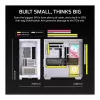 CORSAIR 2800X RS-R ARGB Micro-ATX Dual Chamber Cube Case, White, su Panoramic Tempered Glass ir 2x LL120 RGB ventiliatoriais