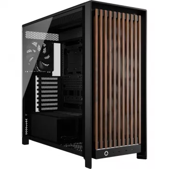 Corsair FRAME 5000D WOOD RS Mid-Tower PC Case, Black/Walnut, E-ATX, ATX, Micro-ATX, Mini-ITX, Steel/Tempered Glass/Plastic/Walnut Wood, Gaming