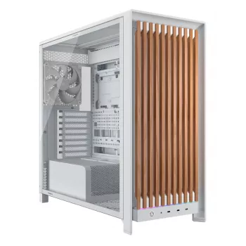 Corsair FRAME 5000D WOOD RS Vidutinio bokšto PC korpusas, Baltas/Riešutmedis, Grūdintas stiklas, ATX, E-ATX, Micro-ATX, Mini-ITX, Plienas/Plastikas, Žaidimams