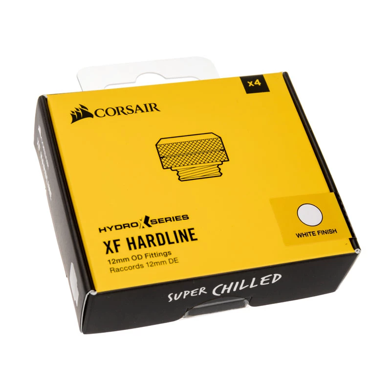 Corsair Hydro X Series XF Hardline 12mm OD Fitting - White (4 vnt. pakuotė)
