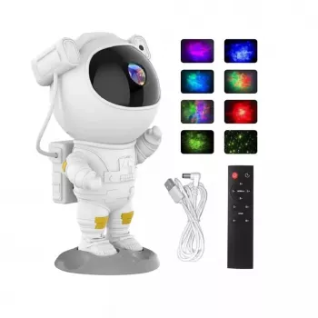 CP 3D Astronaut 360° besisukanti galva Žvaigždėto dangaus ir ūko projektorius su nuotolinio valdymo pultu Baltas