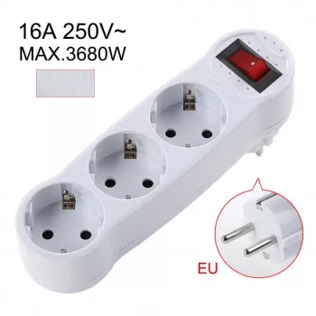 CP EU3 Perfect Travel Slim 180° Euro kištukinis lizdas 3x kištukas 250V 16A juoda