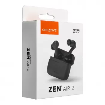 Creative Zen Air 2 belaidžiai į ausis įdedami ausinių su hibridiniu ANC, juodos spalvos