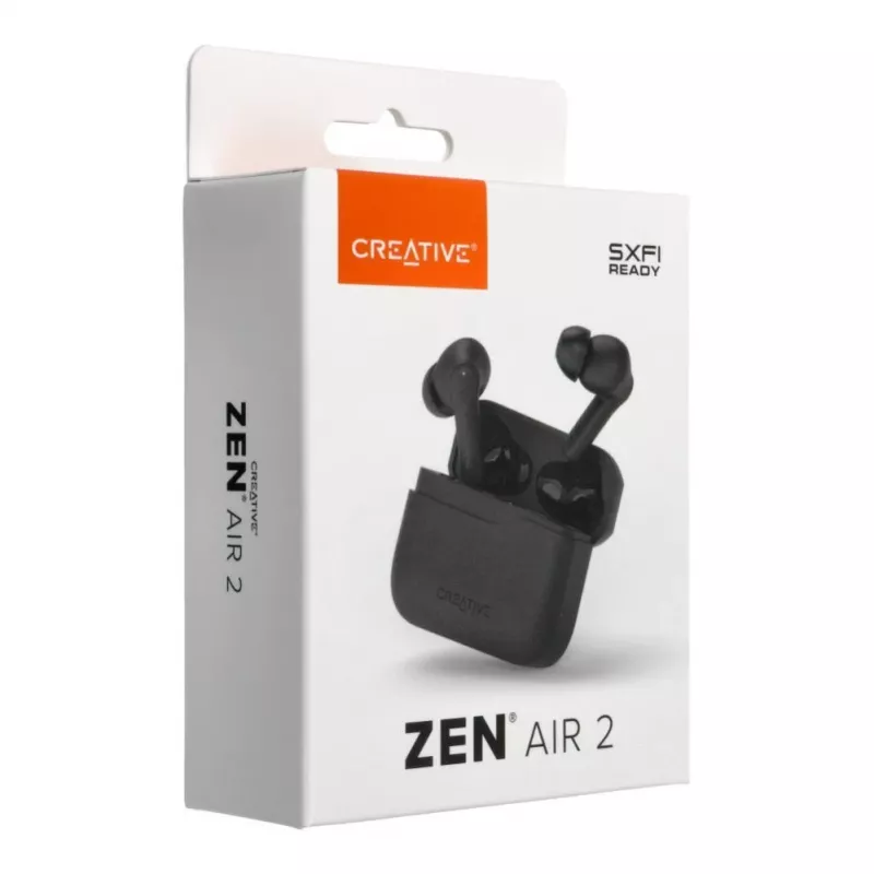 Creative Zen Air 2 belaidžiai į ausis įdedami ausinių su hibridiniu ANC, juodos spalvos