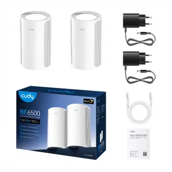 Cudy BE6500 2.5G Mesh Wi-Fi 7 sistema – 2 vnt. komplektas