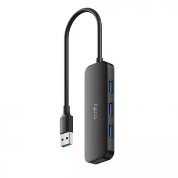 Cudy UH40A PortMate USB-A į 4 prievadų USB 3.0 šakotuvas 5Gbps, tik duomenims, plastikinis, kompaktiškas, juodas