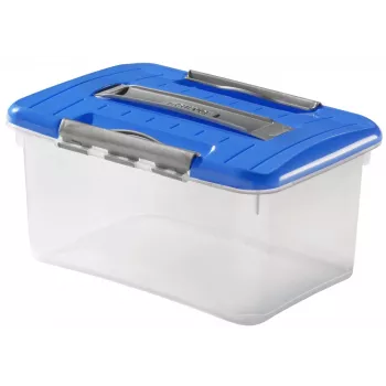 Curver Optima 15L daiktadėžė su dangteliu ir rankena, permatoma/mėlyna