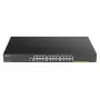 D-Link DGS-1250-28XMP 28 prievadų išmanusis valdomas L3 Lite PoE+ Gigabitinis komutatorius su 4x 10G SFP+ uplink, 370W PoE biudžetu, montuojamas į stelažą