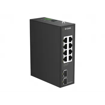 D-Link DIS-100G-10 – 10 prievadų gigabitinės pramoninės komutacijos įrenginys, 8x RJ45 + 2x SFP