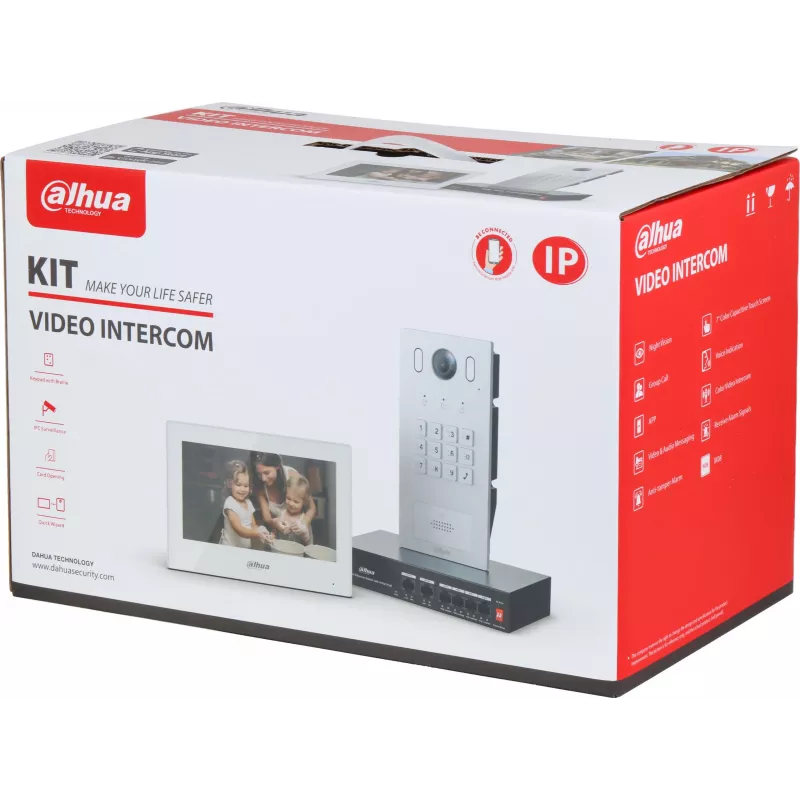 DAHUA KTP05(F) 2 laidų IP vaizdo domofono rinkinys su 7 inch jutikliniu ekranu, 2MP lauko stotele ir maitinimo šaltiniu