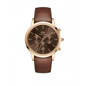 Daniel Wellington Classic 42mm vyrų laikrodis DW00100640 – rožinio aukso korpusas, juodas ciferblatas, juodas odinis dirželis
