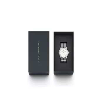DANIEL WELLINGTON Petite Lumine moteriškas laikrodis 26mm sidabrinis nerūdijančio plieno tinklelis DW00100679