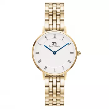 DANIEL WELLINGTON Petite Lumine moteriškas laikrodis 28 mm rožinio aukso tinklelio apyrankė DW00100682