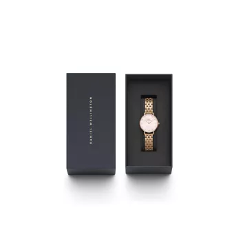 DANIEL WELLINGTON Petite Lumine moteriškas laikrodis 28mm rožinis auksas nerūdijančio plieno tinklelis DW00100617